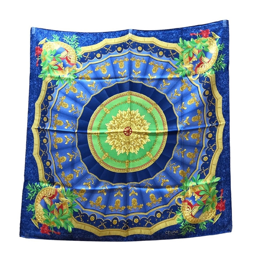 CELINE Scarf 100% Silk Navy